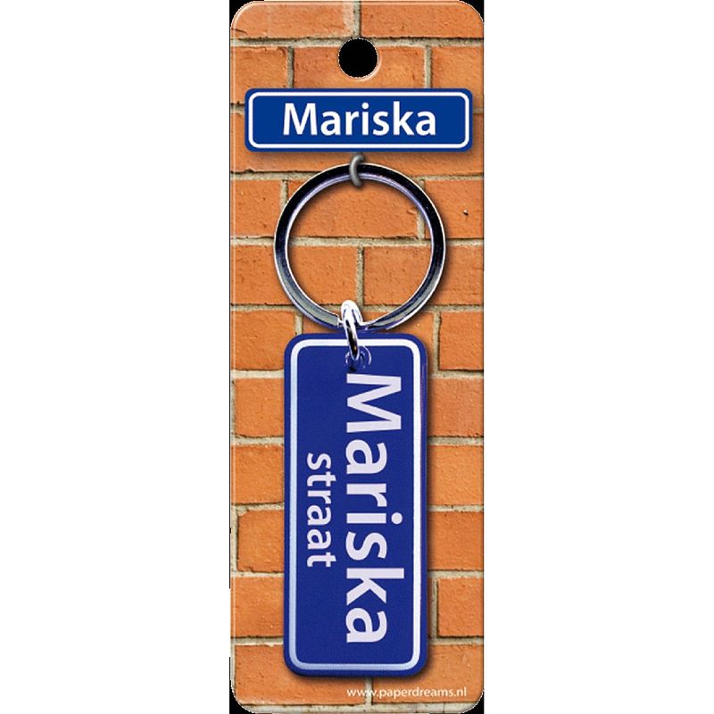 Foto van Paper dreams sleutelhanger straatnaam mariska 9 cm staal blauw