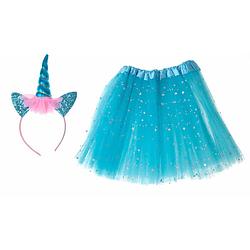 Foto van Kinder verkleedkleren / carnaval outfit unicorn glitters met tutu blauw