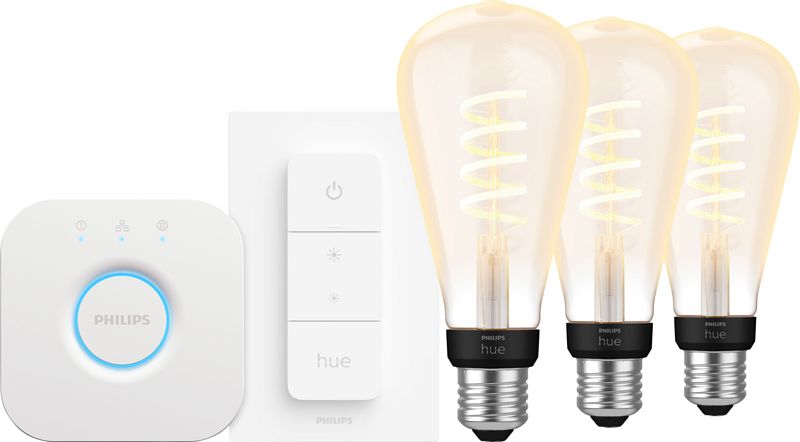 Foto van Philips hue filament white ambiance edison xl 3-pack startpakket