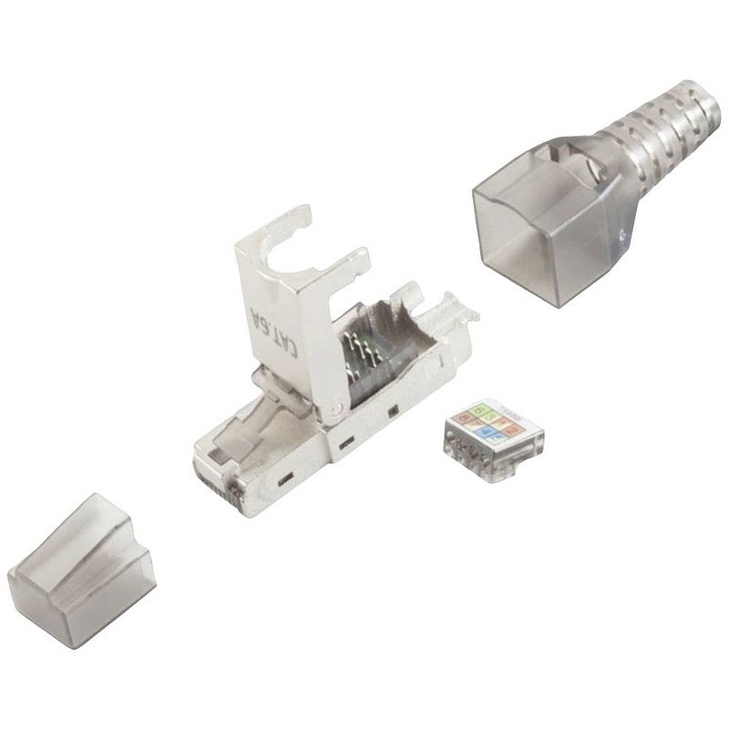 Foto van Bkl electronic rj45-stekker, zonder gereedschap, stp, cat 6a 10121201 stekker, recht aantal polen 8p8c zilver 1 stuk(s)