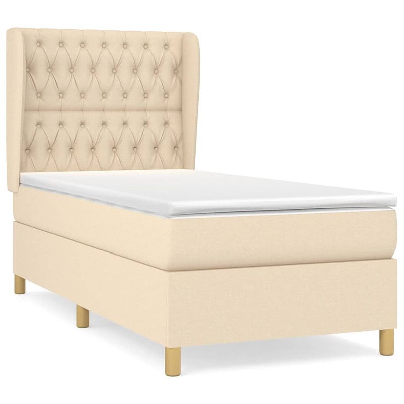 Foto van The living store boxspring met matras stof crèmekleurig 90x190 cm - bed