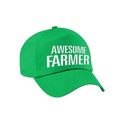 Foto van Awesome farmer cadeau pet / cap groen voor volwassenen - verkleedhoofddeksels