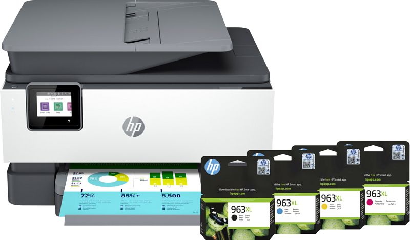 Foto van Hp officejet pro 9012e + 1 set extra inkt