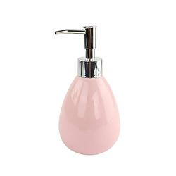 Foto van Orange85 zeeppompje - zeepdispenser - roze - 350 ml - keramiek - badkameraccessoires