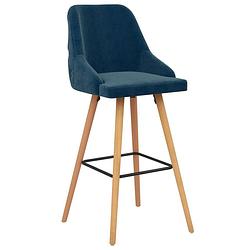 Foto van The living store barstoelen fluweel - 48 x 55 x 106 cm - blauw