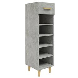 Foto van The living store schoenenkast betongrijs - hout - 30x35x105 cm - ruimtebesparend