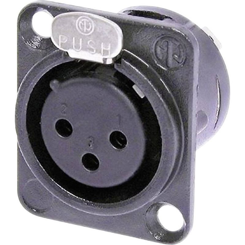 Foto van Neutrik nc3fd-l-bag-1 xlr-connector flensbus, contacten recht aantal polen: 3 zwart 1 stuk(s)