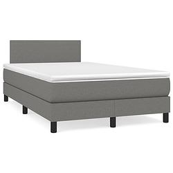 Foto van The living store boxspringbed donkergrijs 203x120x78/88 cm - pocketveringmatras - middelharde ondersteuning -