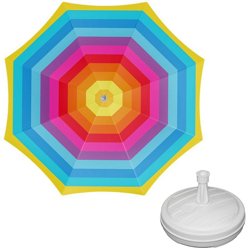 Foto van Parasol - regenboog - d180 cm - incl. draagtas - parasolvoet - 42 cm - parasols