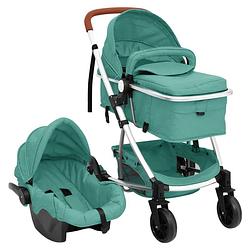 Foto van Vidaxl kinderwagen 3-in-1 aluminium groen