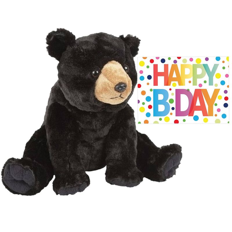 Foto van Pluche knuffel knuffelbeer 30 cm met a5-size happy birthday wenskaart - knuffelberen