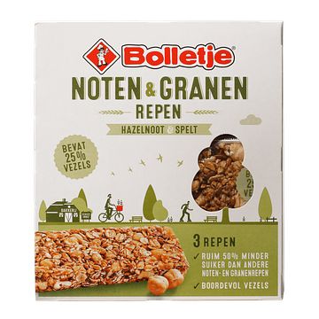 Foto van Bolletje graanrepen noten granen hazelnoot spelt 120g bij jumbo