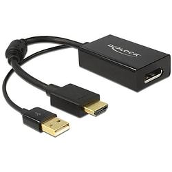 Foto van Delock 62667 hdmi / displayport adapter [1x hdmi-stekker - 1x displayport bus] zwart vergulde steekcontacten, met ferrietkern 25.00 cm