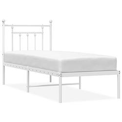 Foto van The living store metalen bedframe - robuust - wit - 196 x 80 x 97 cm - geen matras inbegrepen