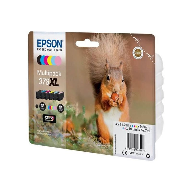 Foto van Epson 378xl multipack - pack van 6 - xl - zwart, geel, cyaan, magenta, lichtmagenta, lichtcyaan - origineel - blister