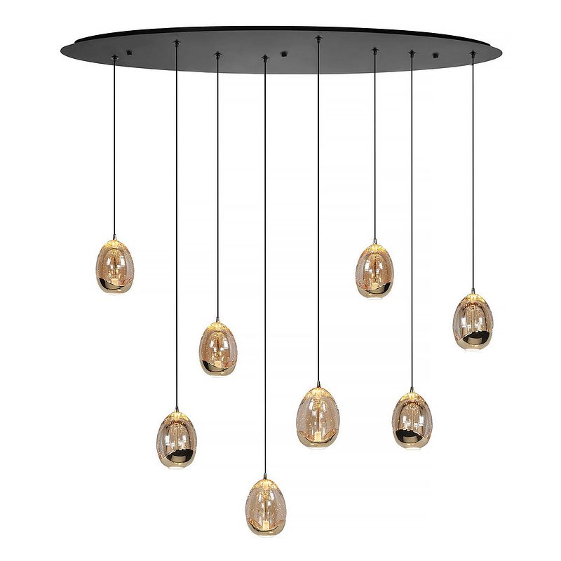Foto van Highlight hanglamp golden egg ovaal 8 lichts l 100 cm amber-zwart