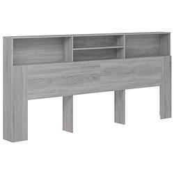 Foto van The living store hoofdbordkast - grijze sonoma eiken - 220 x 19 x 103.5 cm - bewerkt hout