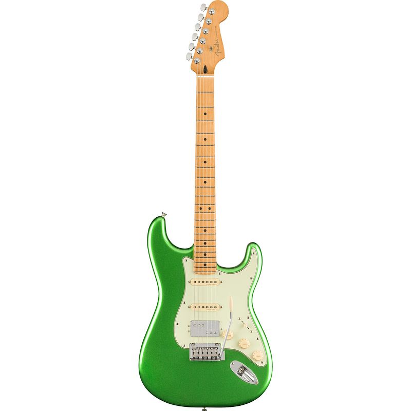 Foto van Fender player plus stratocaster hss mn cosmic jade elektrische gitaar met deluxe gigbag