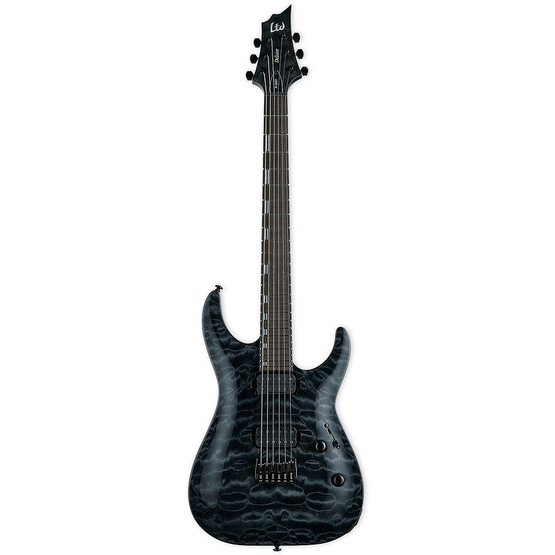 Foto van Esp ltd deluxe h-1001 qm see thru black elektrische gitaar