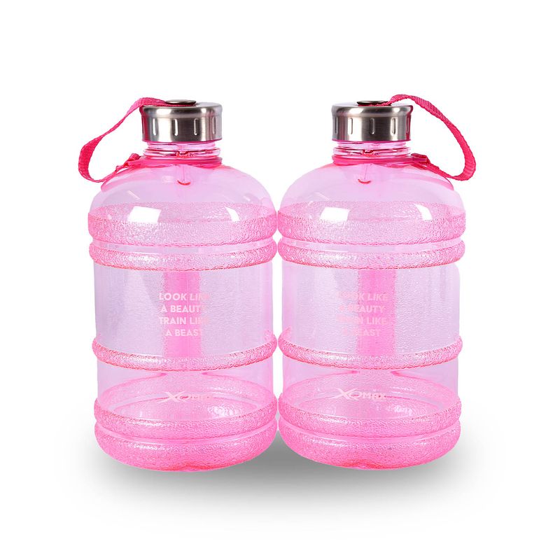 Foto van Drinkfles waterfles met handvat en clipsluiting 12cm*24.5 cm*24.5 cm chique roze bpa-vrij