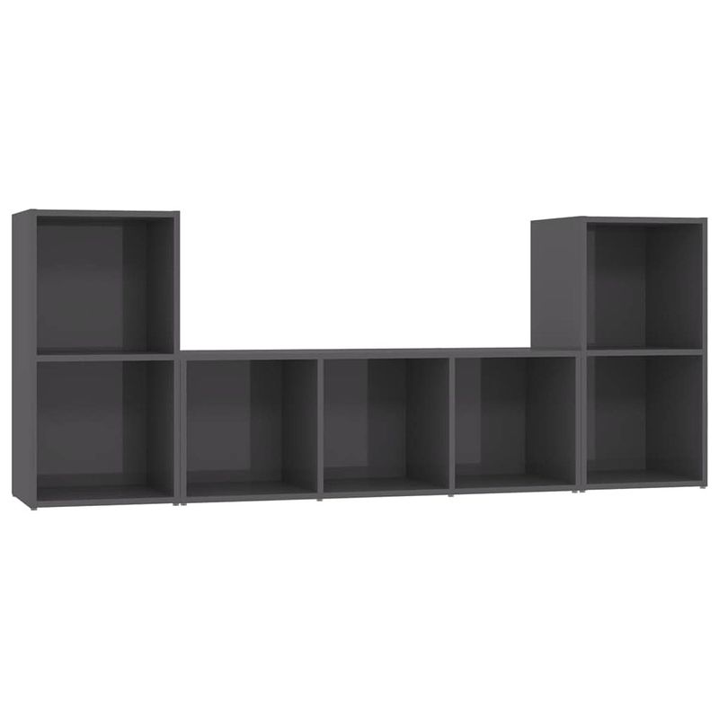 Foto van The living store klassieke televisiekastenset - tv-meubel 72x35x36.5cm - tv-meubel 107x35x37cm - hoogglans grijs