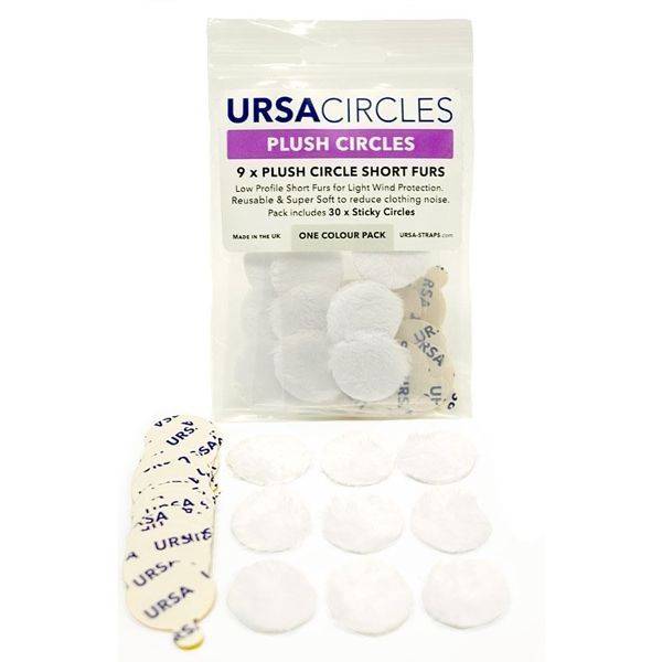 Foto van Ursa straps plush circles 9x + stickies 30x plakkers voor dasspeldmicrofoons (wit)