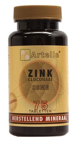 Foto van Artelle zink gluconaat 25mg tabletten
