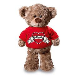 Foto van Beterschap pluche teddybeer knuffel 24 cm met rood t-shirt - knuffelberen