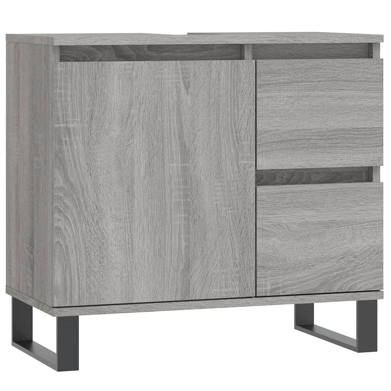 Foto van The living store badkaast - naam - kast - 65 x 33 x 60 cm - grijs sonoma eiken