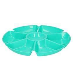 Foto van Excellent houseware hapjes/chips serveerschaal turquoise 29 cm - serveerschalen