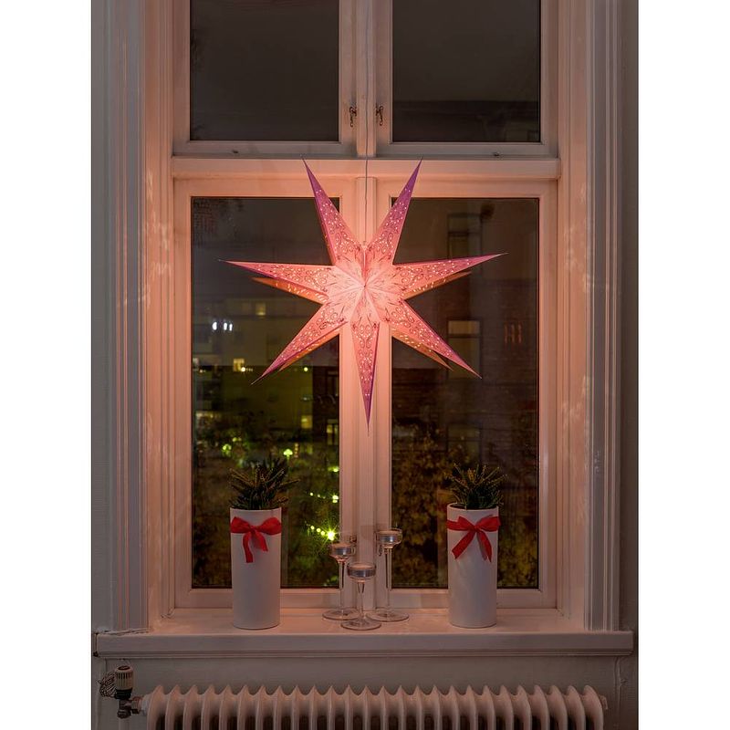 Foto van Konstsmide 2982-134 kerstster gloeilamp, led pink geborduurd, uitgestanst motief, schakelaar