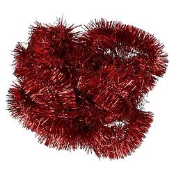 Foto van Kerstslinger - rood - glans - 270 x 7 cm - kunststof - folie/tinsel - kerstslingers