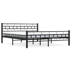 Foto van The living store metalen bedframe - elegant en klassiek - massieve constructie - inclusief lattenbodem - zwart -