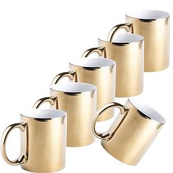 Foto van 6x gouden bekers/mokken metallic 350 ml - bekers