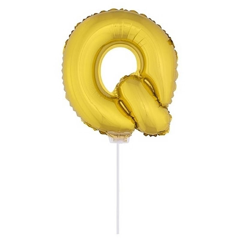 Foto van Gouden opblaas letter ballon q op stokje 41 cm - ballonnen