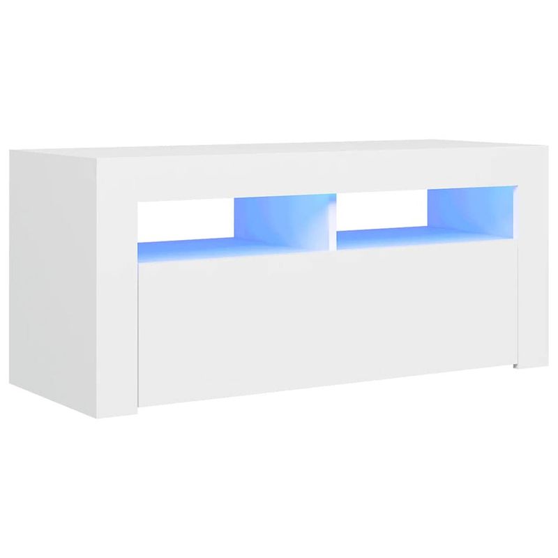 Foto van The living store - tv-meubel - hifi-kast - 90x35x40 cm - led-verlichting - wit