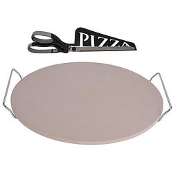 Foto van Pizzasteen bbq/oven met handvaten - d35 cm - incl. pizzaschaar - 30 cm - pizzaplaten