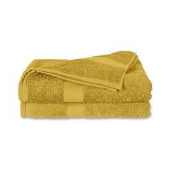Foto van Twentse damast baddoekenset 2 stuks - geel - 60x110