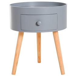 Foto van Bijzettafel met lade -salontafel - nachtkastje - rond - scandinavisch design - hout - d38 x h45 - grijs