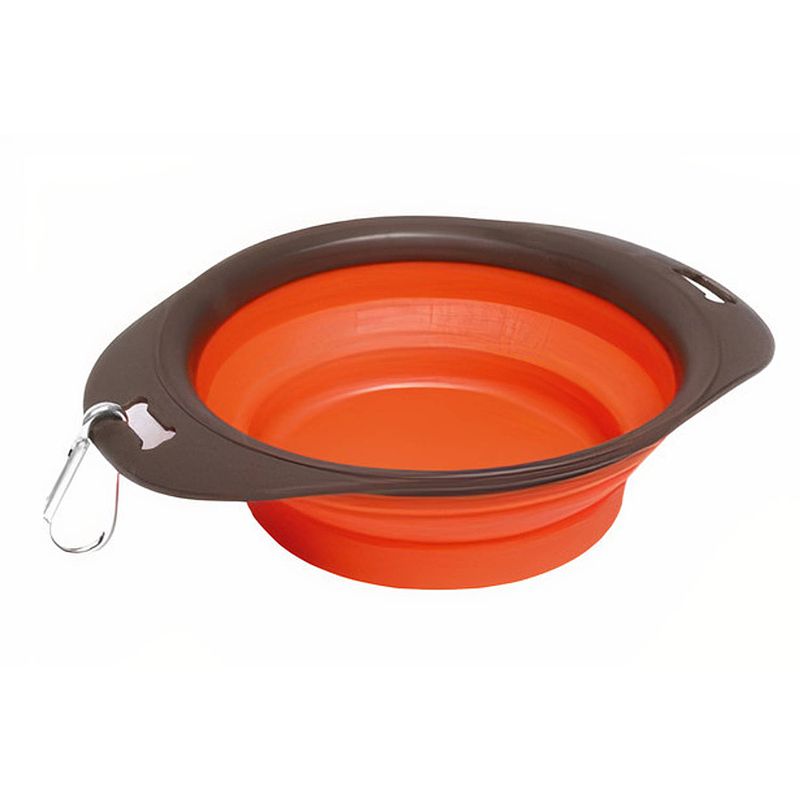 Foto van M-pets voer- en drinkbak 750 ml elastomeer 25 cm oranje