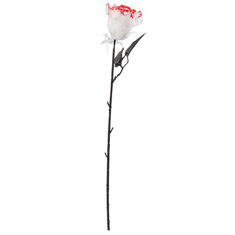 Foto van Halloween accessoires bloemen - witte rozen met bloedspetters - 50 cm - verkleedattributen