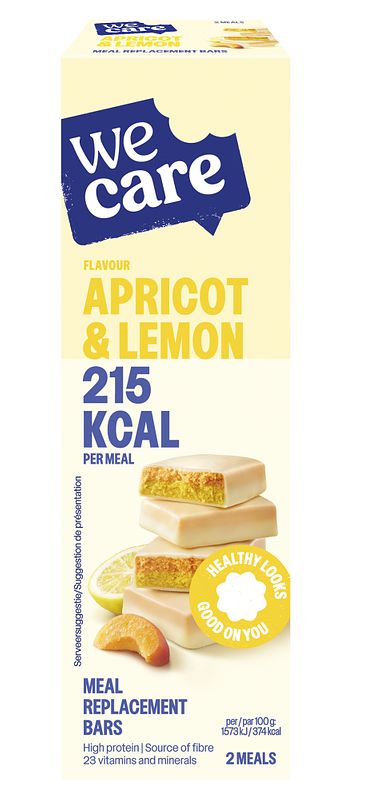 Foto van Wecare meal replacement bars apricot & lemon