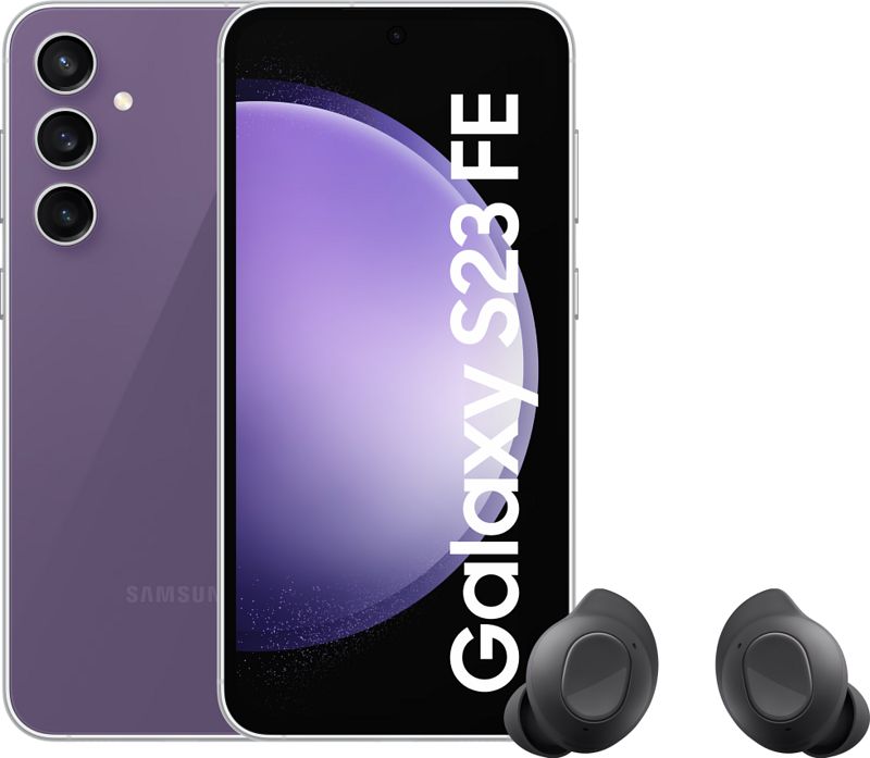 Foto van Samsung galaxy s23 fe 128gb paars 5g + samsung galaxy buds fe zwart