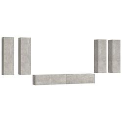 Foto van The living store tv-meubelset betongrijs - tv-meubel 100x30x30cm - tv-meubel 30.5x30x110cm