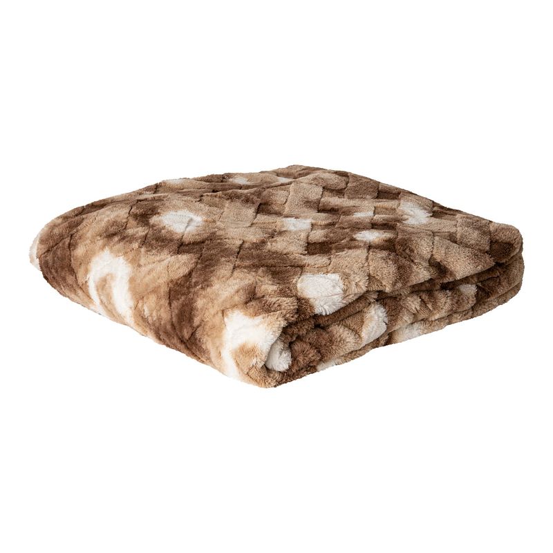 Foto van Ptmd geraldine brown artificial fur plaid rectangle l