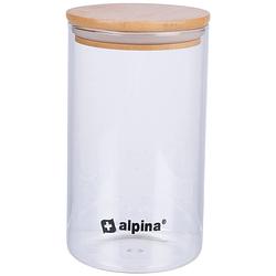 Foto van Alpina voorraadpot 900ml - glazen pot met deksel - bewaarpot van borosilicaatglas/bamboe