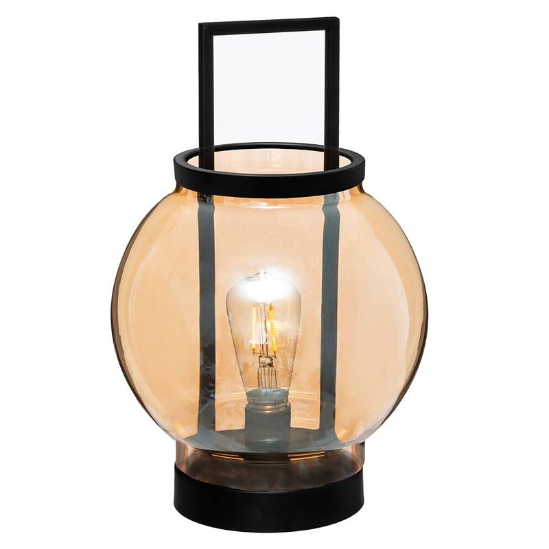 Foto van Casa di elturo led-lamp lantarn amber - werkt op batterijen (incl. lamp) - h31,5 cm
