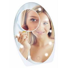 Foto van Led make-up spiegel met vergrootglas en zuignap - 15 x 21 cm - 5x zoom - make-up spiegeltjes