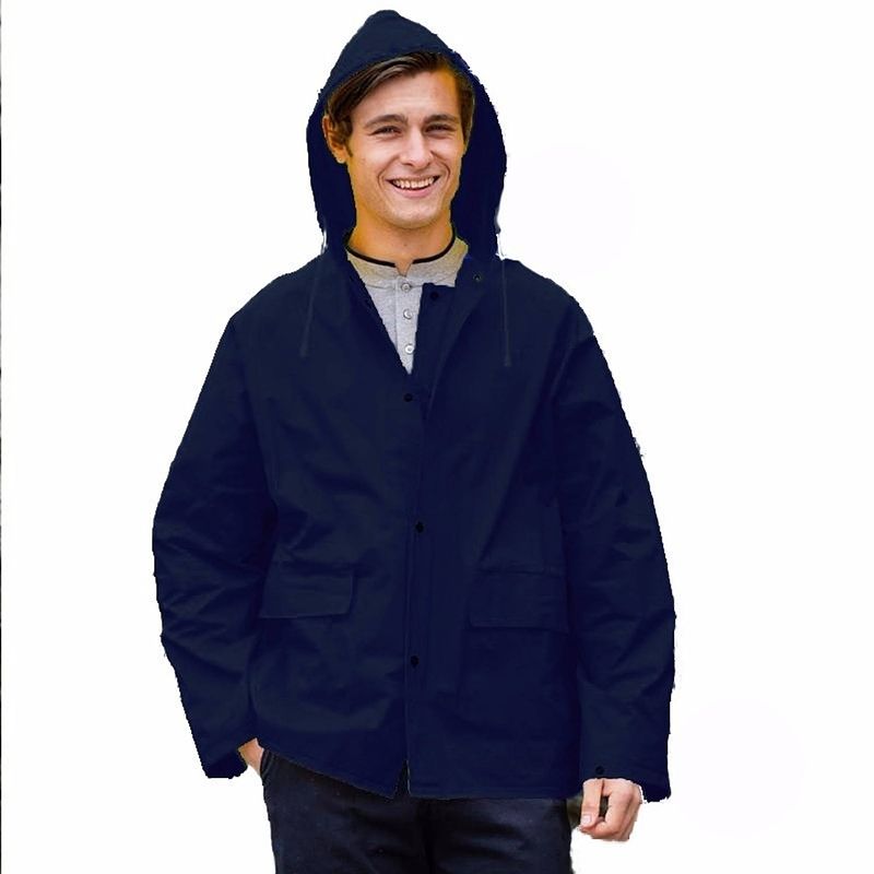 Foto van Navy unisex regenjas met drukknoopsluiting voor volwassenen s/m (38/40- 48/50) - regenjassen