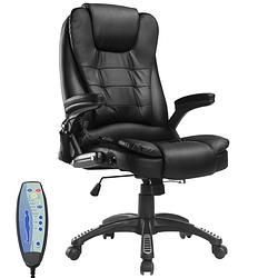 Foto van Bureaustoel - ergonomische bureaustoel - directiestoel - stoelverwarming - massagestoel - kunstleer - zwart